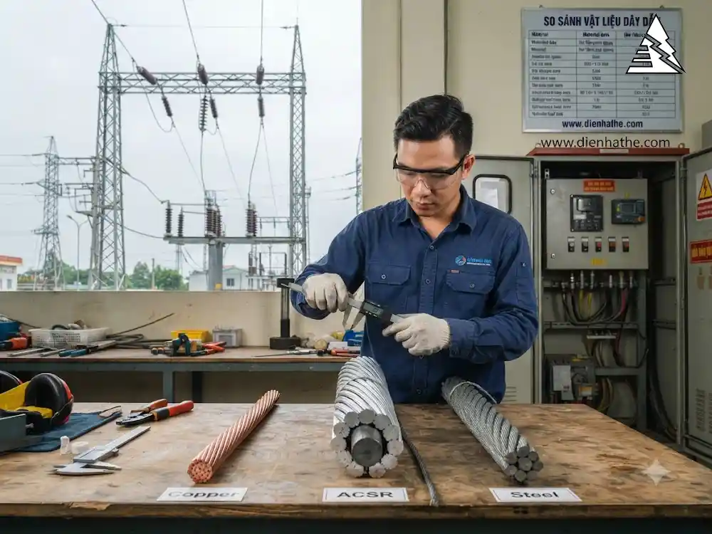 So sánh dây dẫn đồng nhôm thép trong hệ thống điện