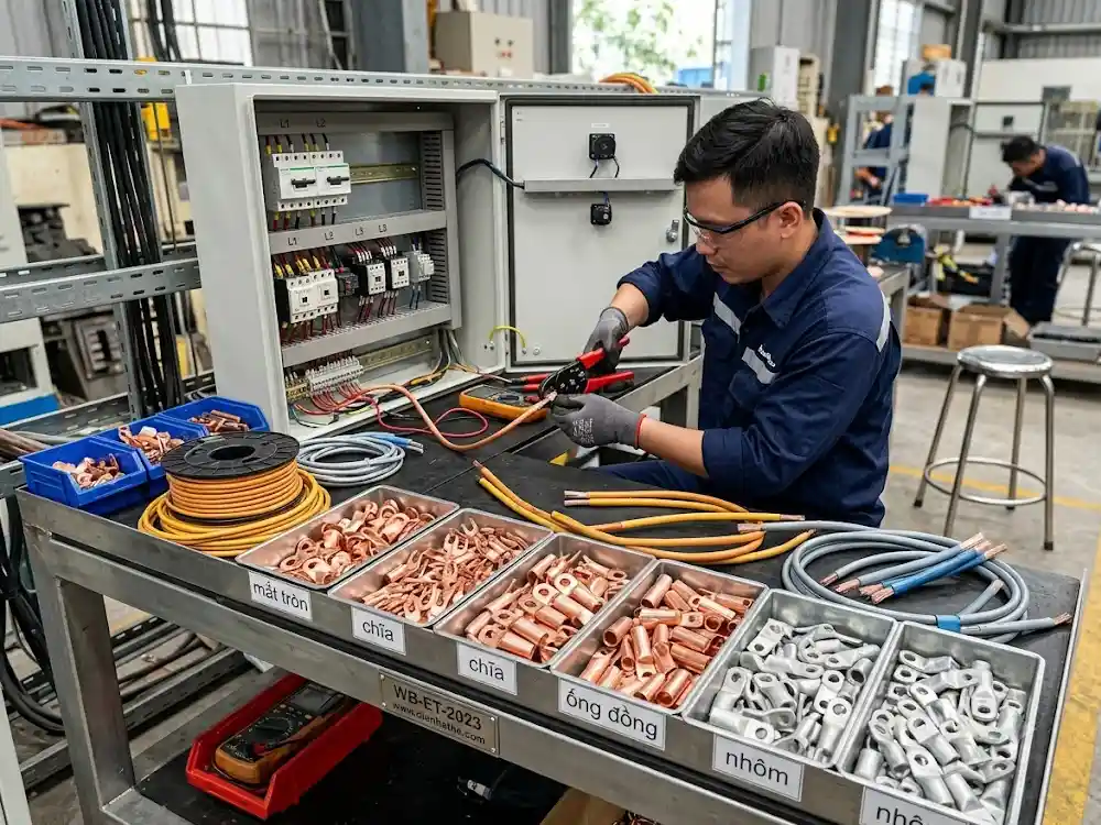 Đầu cos đấu dây bằng đồng và nhôm dùng trong thiết bị điện