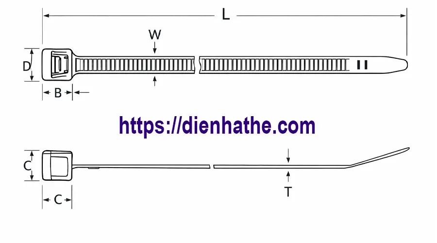 Bảng quy cách kích thước dây rút nhưa