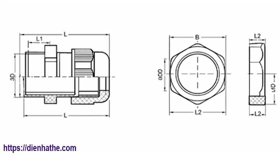 Bảng quy cách kích thước các loại ốc siết cáp nhựa PG