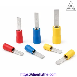 Đầu cos pin dẹt DBV 5-14 bằng đồng ép dây 6mm2 đấu terminal kẹp khe dẹt sâu trong tủ điện công nghiệp