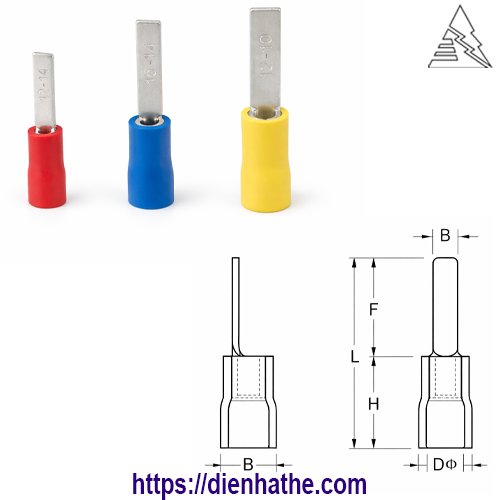 Quy cách kích thước cos pin dẹp DBV