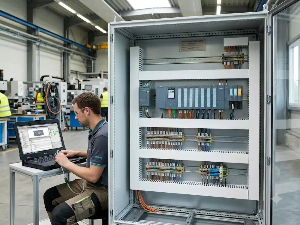 PLC Siemens SIMATIC S7-1500 trong tủ điều khiển tự động hóa công nghiệp