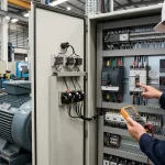 Kỹ sư kiểm tra MCCB Schneider LS bị nhảy khi động cơ khởi động tại tủ điện công nghiệp