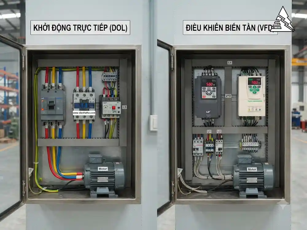 So sánh biến tần và khởi động trực tiếp động cơ 3 pha